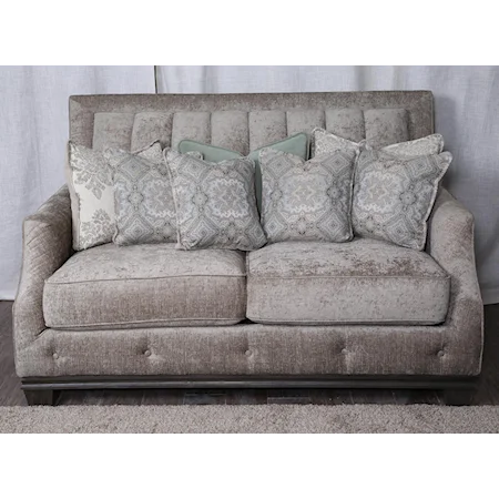 Transitional Loveseat with Button-Tufting and Channeled Back Cushion